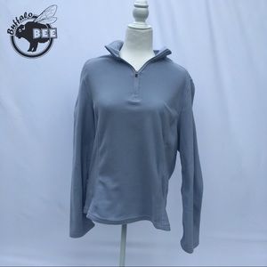 Lands End baby blue v neck pull over fleece XL